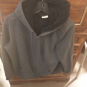 LL Bean Jacket Womens Large Warm Gray Mountain Pile Sherpa Fleece Full Zipper